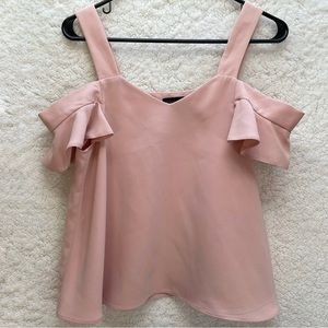 Baby pink top shop cold-shoulder blouse shirt